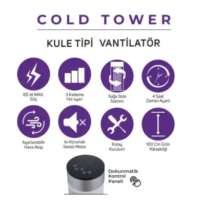 İNOVA Cold Tower Kule Tipi Kumandalı Vantilatör - 2