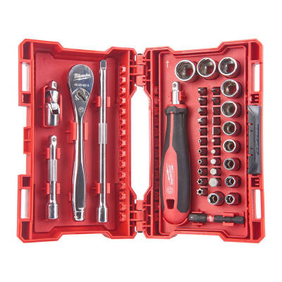 Milwaukee 1/4 inç Cırcır ve Tornavida Kollu Set 38 Parça 4932479096 - 2