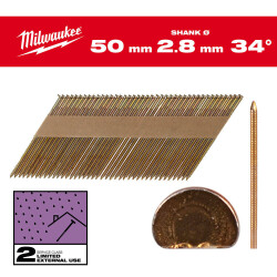 Milwaukee 34° D Başlı Çivi 2,8 x 50 mm Galvaniz 2200 Adet 4932492606 - 2
