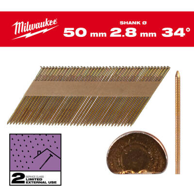 Milwaukee 34° D Başlı Çivi 2,8 x 50 mm Galvaniz 2200 Adet 4932492606 - 2