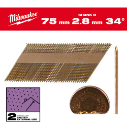 Milwaukee 34° D Başlı Çivi 2,8 x 75 mm Galvaniz 2200 Adet 4932492608 - 2