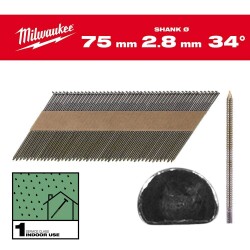 Milwaukee 34° D Başlı Çivi 2,8 x 75 mm Parlak 2200 Adet 4932492602 - 2
