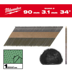 Milwaukee 34° D Başlı Çivi 3,1 x 90 mm Parlak 2200 Adet 4932492604 - 2