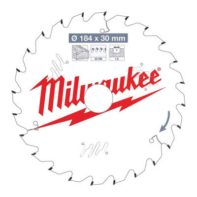 Milwaukee Ahşap Daire Testere Bıçağı 184 x 30 mm 24 Diş 4932471297 - 2