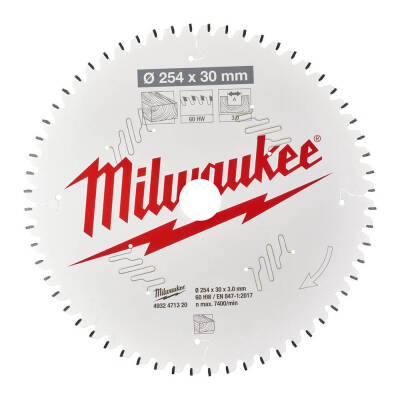 Milwaukee Ahşap Gönye Kesme Testere Bıçağı 254 x 30 mm 60 Diş 4932471320 - 1