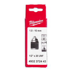 Milwaukee Anahtarsız Metal Mandren 1,0-10 mm 1/2 inç x 20 Tek Bilezikli Emniyet Vidalı 4932372443 - Milwaukee