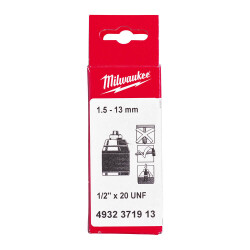 Milwaukee Anahtarsız Metal Mandren 1,5-13 mm 1/2 inç x 20 Tek Bilezikli Endüstriyel Emniyet Vidalı 4932371913 - Milwaukee