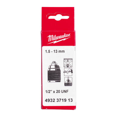 Milwaukee Anahtarsız Metal Mandren 1,5-13 mm 1/2 inç x 20 Tek Bilezikli Endüstriyel Emniyet Vidalı 4932371913 - 1