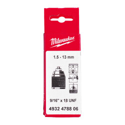 Milwaukee Anahtarsız Metal Mandren 1,5-13 mm 9/16 inç x 18 Tek Bilezikli Endüstriyel Emniyet Vidalı 4932478806 - 2