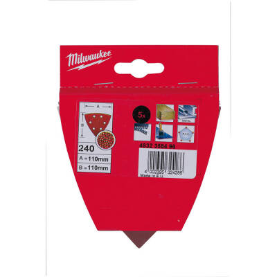 Milwaukee Delta (Üçgen) Zımpara Kağıdı 105 x 105 mm 240 Kum 5'li 4932358496 - 1