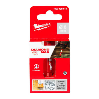 Milwaukee Diamond Max 1/4 inç Hex Elmas Fayans Delme Ucu 8 mm 4932498343 - 2