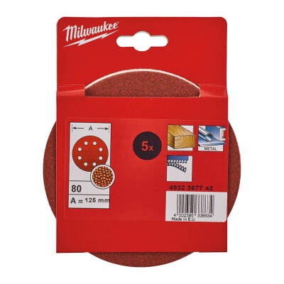 Milwaukee Eksantrik Zımpara Diski 125 mm 80 Kum 5'li 4932367742 - 1