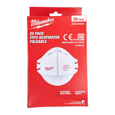Milwaukee FFP2 Katlanabilir Toz Maskesi 20'li Paket 4932479238 - 1
