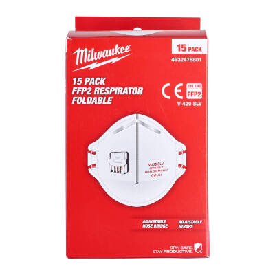 Milwaukee FFP2 Katlanabilir Ventilli Toz Maskesi 15'li 4932478801 - 5