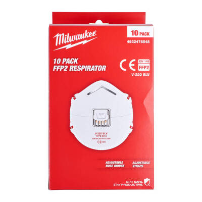 Milwaukee FFP2 Ventilli Toz Maskesi 10'lu Paket 4932478548 - 3