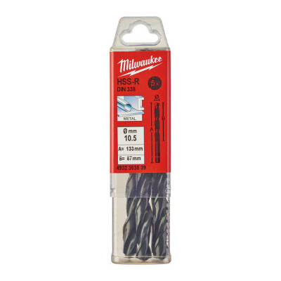 Milwaukee HSS-R Metal Matkap Ucu 10,5 x 133 mm 5'li 4932363539 - 1