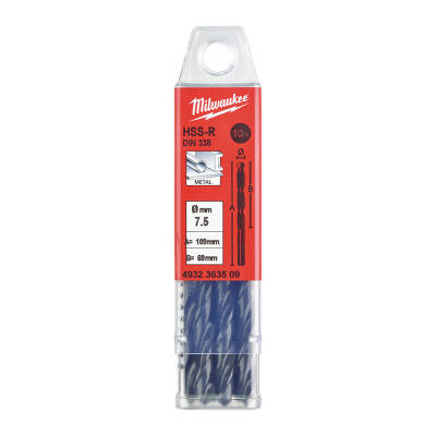 Milwaukee HSS-R Metal Matkap Ucu 7,5 x 109 mm 10'lu 4932363509 - 1