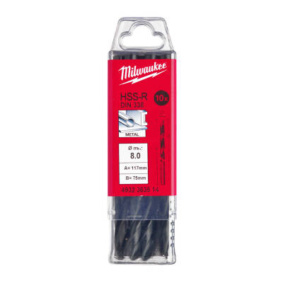 Milwaukee HSS-R Metal Matkap Ucu 8,0 x 117 mm 10'lu 4932363514 - 1