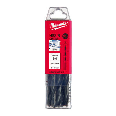 Milwaukee HSS-R Metal Matkap Ucu 9,0 x 125 mm 10'lu 4932363524 - 1