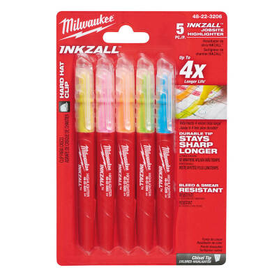 Milwaukee INKZALL Fosforlu Kalem Renkli 5'li 48223206 - 5