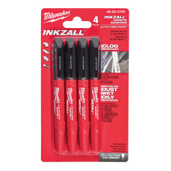 Milwaukee INKZALL İnce Uçlu Marker İşaretleme Kalemi Siyah 4li 48223154 - 2