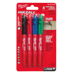 Milwaukee INKZALL Marker İşaretleme Kalemi Mavi, Kırmızı, Yeşil, Siyah 4li 48223106 - 5