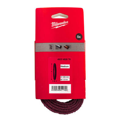 Milwaukee Keçe Şerit Eğe Zımparası 10 x 330 mm Orta 5'li 4932492878 - 1
