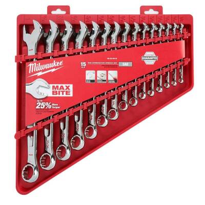 Milwaukee MAX BITE Cırcırlı Kombine Anahtar Seti 15 Parça İnç 4932464996 - 1