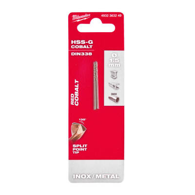 Milwaukee RED Kobalt HSS-G Co Metal Matkap Ucu 1,5 x 40 mm 2'li 4932363249 - 1