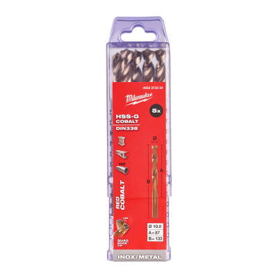 Milwaukee RED Kobalt HSS-G Co Metal Matkap Ucu 10,0 x 133 mm 5'li 4932373354 - 1