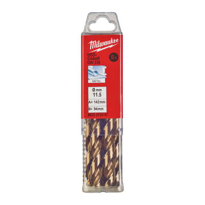 Milwaukee RED Kobalt HSS-G Co Metal Matkap Ucu 11,5 x 142 mm 5'li 4932373357 - 1