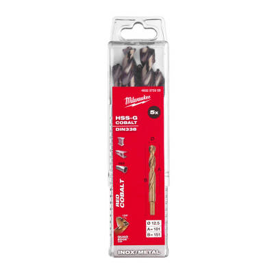 Milwaukee RED Kobalt HSS-G Co Metal Matkap Ucu 12,5 x 151 mm 5'li 4932373359 - 1