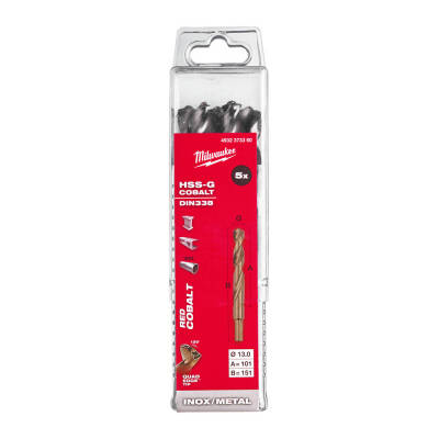 Milwaukee RED Kobalt HSS-G Co Metal Matkap Ucu 13,0 x 151 mm 5'li 4932373360 - 1