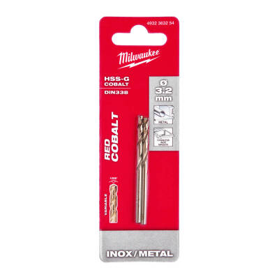 Milwaukee RED Kobalt HSS-G Co Metal Matkap Ucu 3,2 x 65 mm 2'li 4932363254 - 1