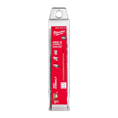 Milwaukee RED Kobalt HSS-G Co Metal Matkap Ucu 4,5 x 80 mm 10'lu 4932373341 - 1