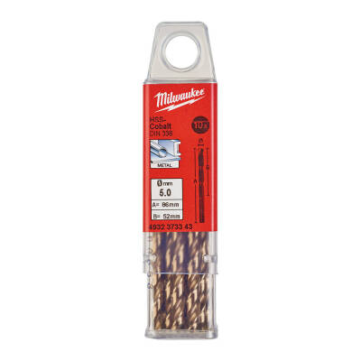 Milwaukee RED Kobalt HSS-G Co Metal Matkap Ucu 5,0 x 86 mm 10'lu 4932373343 - 2