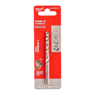 Milwaukee RED Kobalt HSS-G Co Metal Matkap Ucu 5,5 x 93 mm 4932363267 - 1
