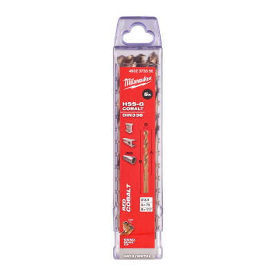 Milwaukee RED Kobalt HSS-G Co Metal Matkap Ucu 8,0 x 117 mm 5'li 4932373350 - 1