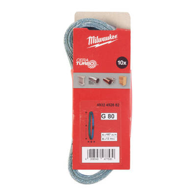 Milwaukee Şerit Eğe Zımparası 13 x 457 mm 80 Kum 10'lu 4932492882 - 1