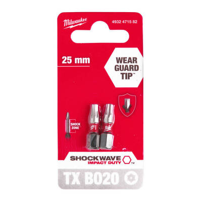 Milwaukee SHOCKWAVE Darbeli Bits Uç TX BO20 x 25 mm 2'li 4932471582 - 1