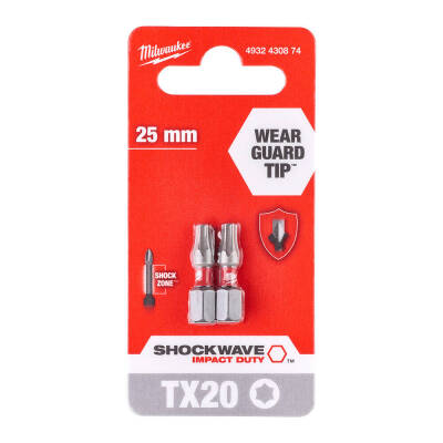 Milwaukee SHOCKWAVE Darbeli Bits Uç TX20 x 25 mm 2'li 4932430874 - 1