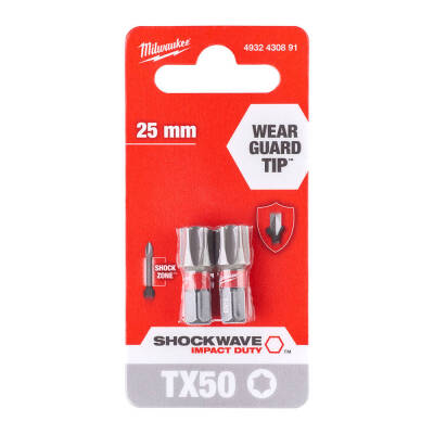 Milwaukee SHOCKWAVE Darbeli Bits Uç TX50 x 25 mm 2'li 4932430891 - 1