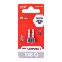 Milwaukee SHOCKWAVE Darbeli Bits Uç TX8 x 25 mm 2'li 4932471568 - Milwaukee