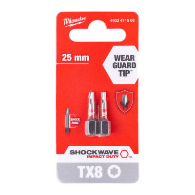 Milwaukee SHOCKWAVE Darbeli Bits Uç TX8 x 25 mm 2'li 4932471568 - 1
