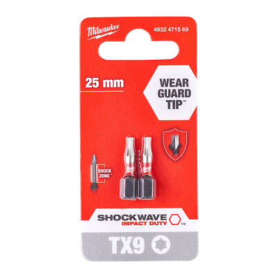 Milwaukee SHOCKWAVE Darbeli Bits Uç TX9 x 25 mm 2'li 4932471569 - 1