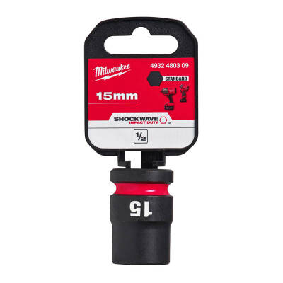Milwaukee SHOCKWAVE Darbeli Lokma 1/2 inç 15 mm Kısa 4932480309 - 1