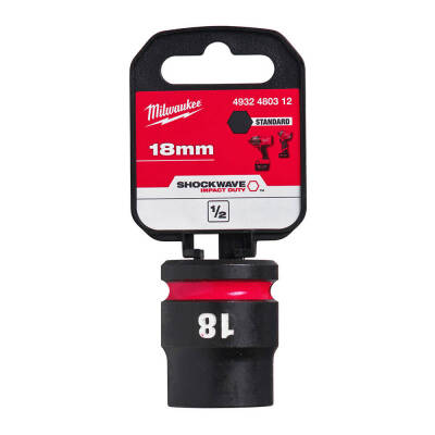 Milwaukee SHOCKWAVE Darbeli Lokma 1/2 inç 18 mm Kısa 4932480312 - 1