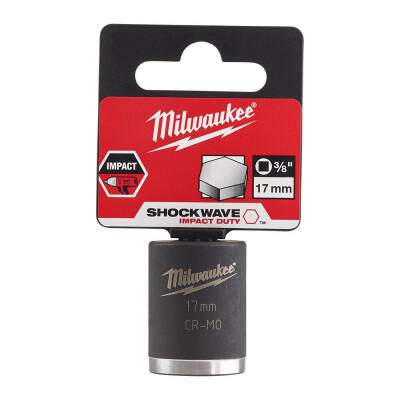 Milwaukee SHOCKWAVE Darbeli Lokma 3/8 inç 17 mm Kısa 4932478016 - 1