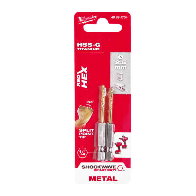 Milwaukee SHOCKWAVE HSS-G TiN Hex Metal Matkap Ucu 2,5 x 62 mm 2'li 48894704 - 1