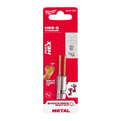 Milwaukee SHOCKWAVE HSS-G TiN Hex Metal Matkap Ucu 2 x 59,5 mm 2'li 48894703 - 1
